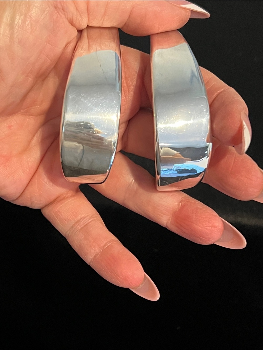 Polished Sterling Silver Hoop Earrings - Large - Picture 6 of 6